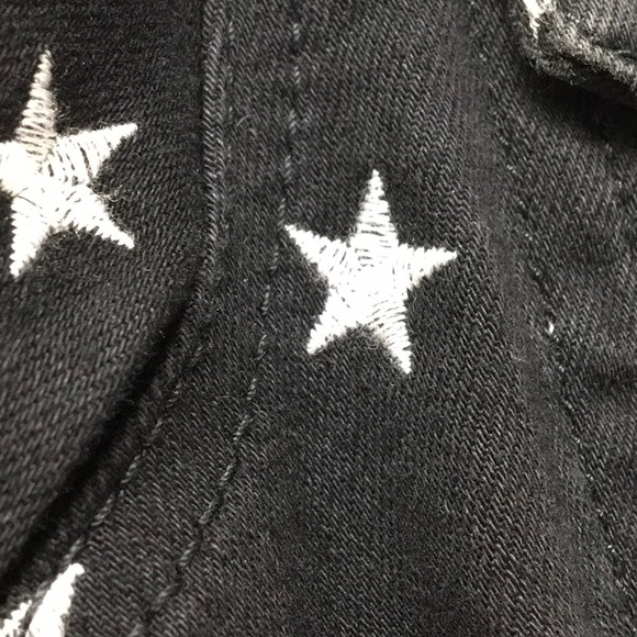 Diesel  Black Denim  Jachet, Embroidery White Stars  skull  open laced back - Picture 7 of 16